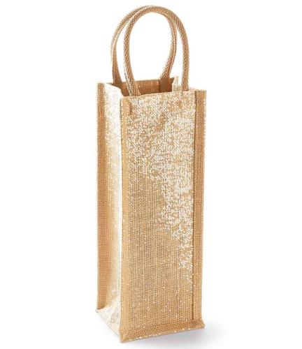 W Mill Shimmer Jute Bottle Bag - Natural gold - ONE